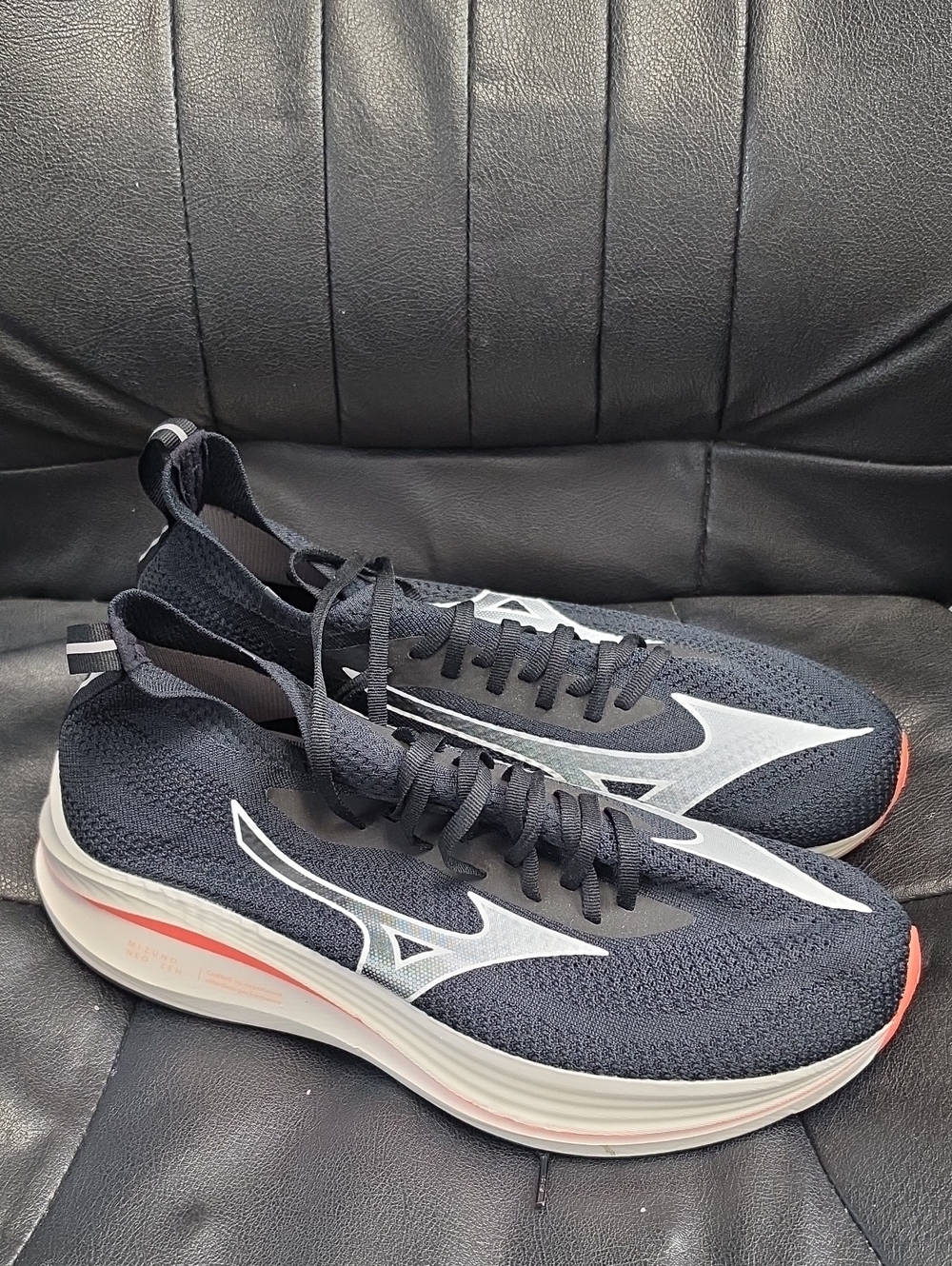 Mizuno Men's Athletic Running Shoes - Black with White & Coral Accents
